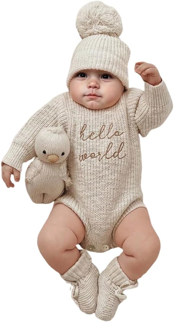 Newborn Baby Boy Clothes Infant Sweater Rompers Boy Cute Knitted Sweatshirt Pullover Tops Fall Winter Clothes Baby Boy Outfit