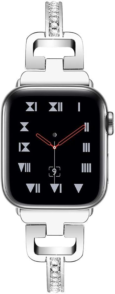 Bling Bands Compatible with Apple Watch 46mm/42mm iWatch Series 11/10, 41mm/45mm/49mm Series 9/8/7, 40mm/44mm Series 6/5/4/SE, 38mm/42mm Series 3/2/1, Women Rhinestone Bracelet Metal Wristband, Rose Gold Silver Black image 2