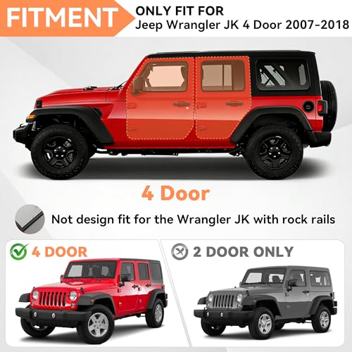 Estribos para Jeep Wrangler JK 2007-2018 acero negro 4 piezas miniatura 2