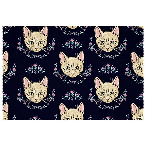 Sets de table bleu foncé motif chat chic et haute protection thermique - 2
