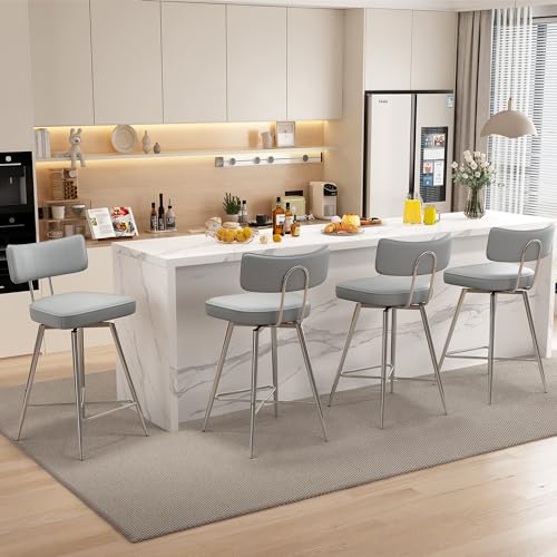Image of GXJ Bar Stools Set of 2, Kitchen Counter stools with Backs and Metal Legs