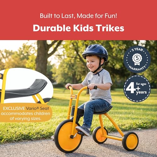 Image of Angeles Kids Tricycle with Airless Rubber Tires, Trike, 4 Yrs and Up