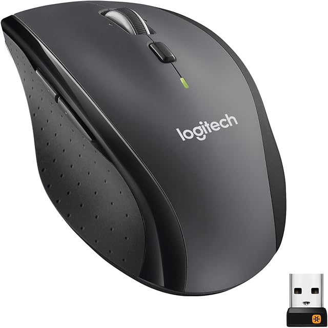 Logitech M705 Marathon Mysz bezprzewodowa, 2,4 GHz, nanoodbiornik USB, 3 lata pracy na baterii, 1000 DPI, 5 programowalnych przycisków, zgodna z PC, Mac, laptopem - Szary
