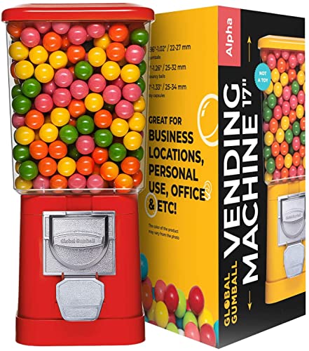 Gumball Machine - Red Home Vending Machine - Bubble Gum Machine for Kids - Gumball Machine Bank - Coin Gumball Machine - Gift Kid Gum Ball Machine Without Stand