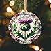 Scottish Christmas Thistle Handmade Ceramic Ornament, (Not real stained glass but faux effect) Scottish Faux Effect Stained Glass Ornament, 3