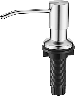 FORIOUS Brushed Nickel Soap Dispenser for Kitchen Sink, Built in Sink Soap Dispenser, Countertop Kitchen Sink Soap 18 OZ Bottle Built in Refill from The Top
