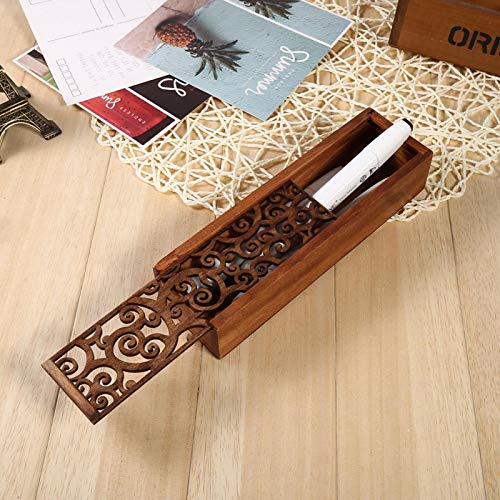 Wood Storage Organiser With Removable Cover, Pencil Case Box Wooden Penholder(Swirl Grass Type) #TOP6