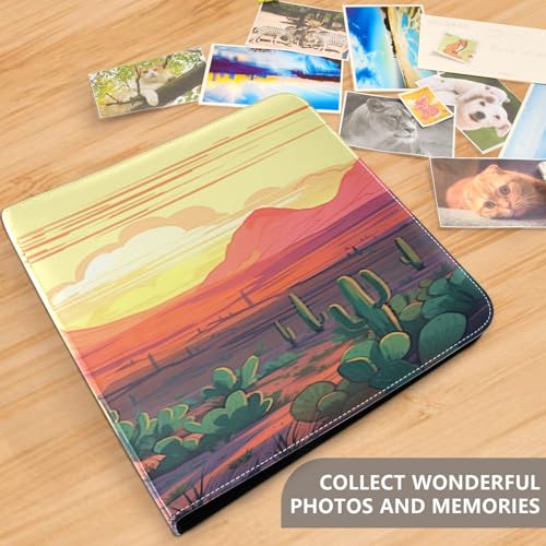 Álbum de fotos Desert Cactus de cuero sintético PU, álbum de recortes autoadhesivo con tres anillos para fotos de 4x6, 5x7 y 6x8 pulgadas, para manualidades DIY miniatura 5