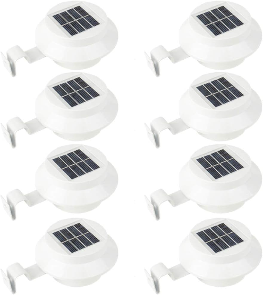 8 Pack Deal Outdoor Solar Gutter LED Lights Smart Solar Gutter Night Utility Security Light for Fence Roof Gutter Garden Yard Wall Lamp(White) (8)