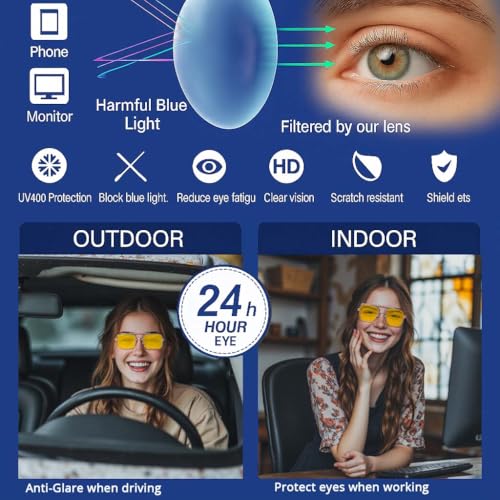 Vintage Square Night Vision blue light blocking Glasses - White Frame & Gold Accents Sunglasses with Yellow Lenses, Enhanced Contrast & UV Protection for Outdoor Activities4