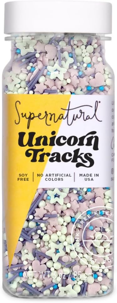 Unicorn Tracks Natural Confetti Sprinkles , Heart & Star Shapes, No Artificial Dyes, Soy Free, Gluten Free, Vegan, 3oz