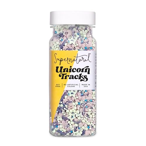Supernatural Unicorn Tracks Gránulos de Confeti Natural, Formas de Corazón y Estrella, Sin Colorantes, Sin Soja, Sin Gluten, Vegano, 3 oz