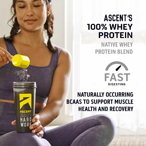 Image of Ascent 100% Whey Protein Powder - Post Workout Whey Protein Isolate, Zero Artificial Flavors & Sweeteners, Gluten Free, 5.5g BCAA, 2.6g Leucine, Essential Amino Acids, Chocolate Peanut Butter 2 lb