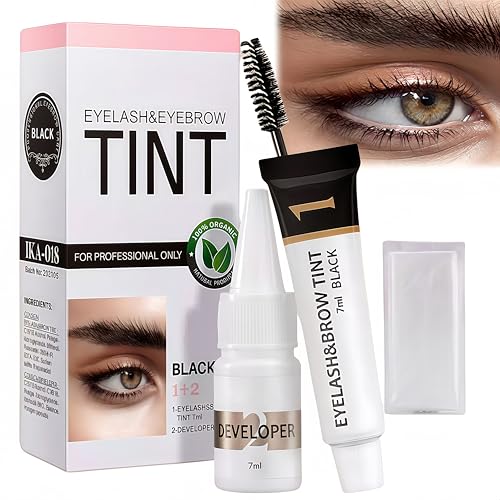 Eyebrow Tint Kit Lash & Brow Tint Kit -Long-Lasting 6-Week Waterproof Dye - Includes All Tools for Fast & Easy Application (Black). Achieve Perfectly Defined Brows & Lashes at Home