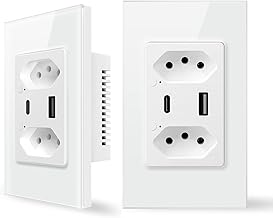 MIUCDA 2 Pedaços Tomada Inteligente WiFi com Porta USB Tipo C Tomada de Parede Smart Home Automação Residencial Compatível com Google Home Alexa Tuya