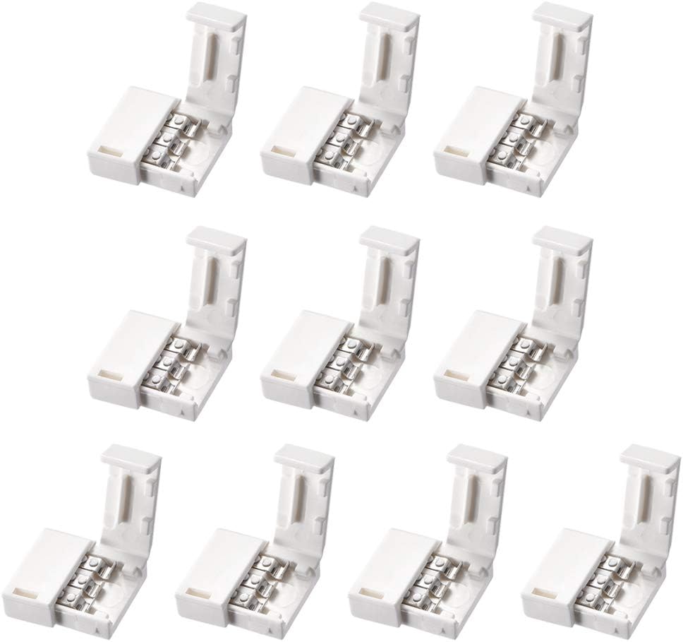 uxcell 10mm 3P LED Strip Connector Solderless for WS2811 2812B 3 Conductor Multicolor Strip Light Strip to Strip 10Pcs