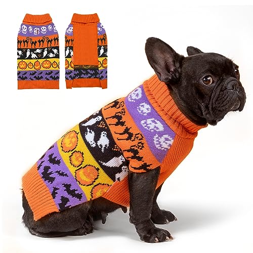 KYEESE Halloween Dog Sweater for Small Dogs Pumpkin Ghost Dog Sweaters Dog Apparel