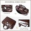 BAIGIO Real Leather Briefcase for Men with 15.6 inch Laptop Compartment, Large Over Shoulder Bag Mens Vintage Work Handbag Functional Cross Body Messenger for Business Office Travel, Coffee Brown #3