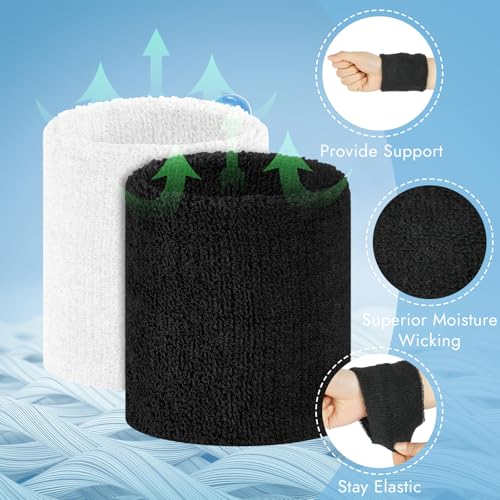 Image of 8 Pack Wrist Sweat Bands for Men Women, Absorbent Sports Wristband