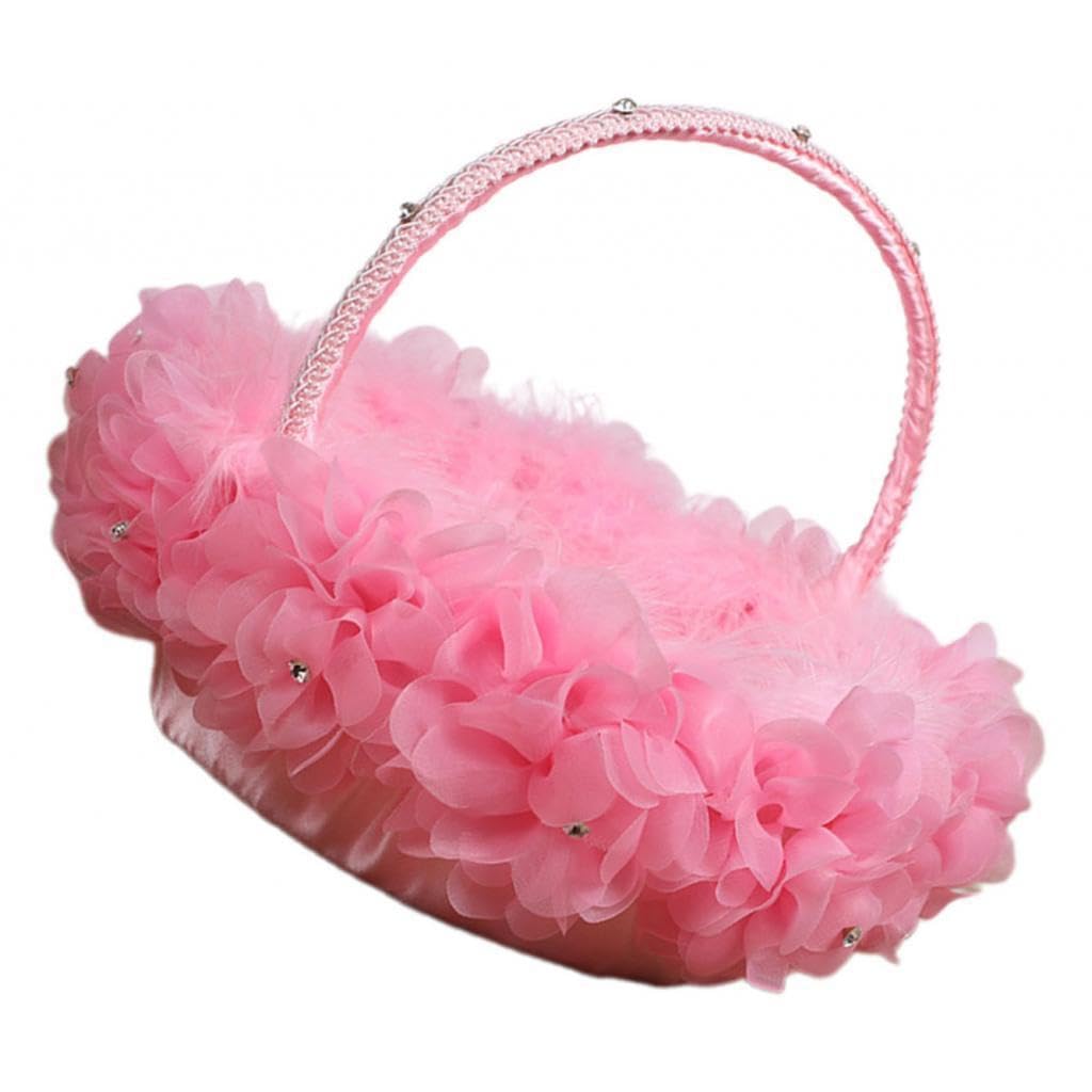 Mophrati Girls Pink Satin Wedding Flower Basket Engagement Ceremonies Adds,