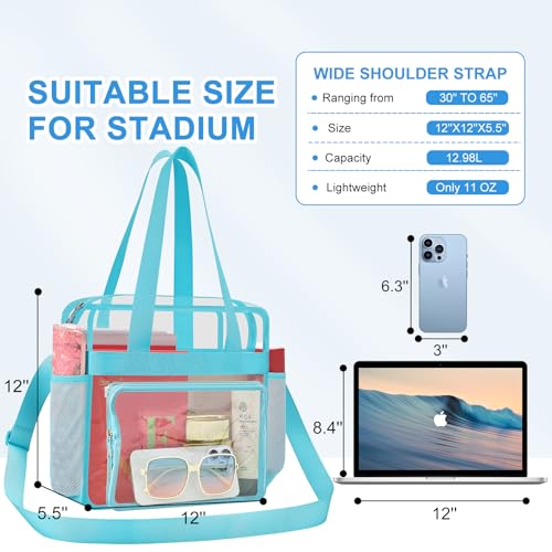 Image of Busiuw Clear Bag for Stadium Events, Stadium Approved 12x12x6 Clear Tote Bag for Sport Fan, Work Concert Travel