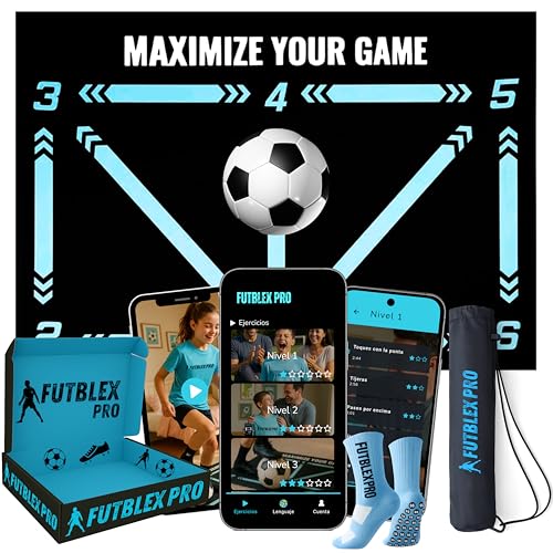 Alfombra Entrenamiento Futbol – Incluye App de Entrenamiento con Videos Interactivos y Rutinas Progresivas + Medias Antideslizantes, Bolsa de Transporte y Caja Premium para Regalo Alfombra Entrenamiento Futbol – Incluye App de Entrenamiento con Videos Interactivos y Rutinas Progresivas + Medias Antideslizantes, Bolsa de Transporte y Caja Premium para Regalo
