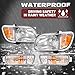 HECASA Headlight w/Bulbs Corner&Turn Signal Light Compatible with 2001-2004 Toyota Tacoma Replacement for TO2503136 TO2502136 Headlamp Signal Bumper Lights Clear Lens Black Housing Clear Trim LH&RH