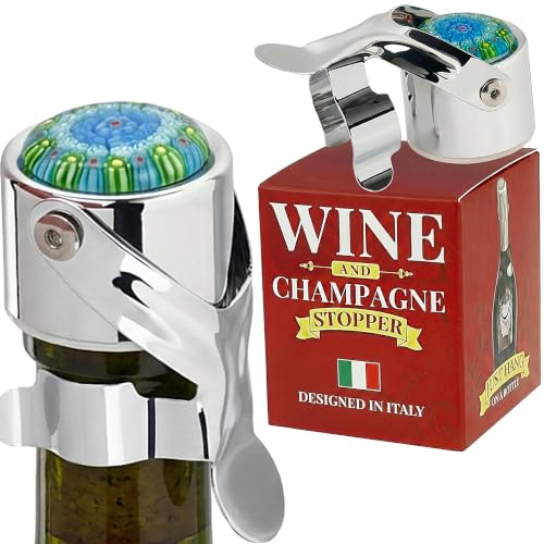 Champagne & Wine Stopper - All-in-1 - Patented Seal, Italian Design (Green)