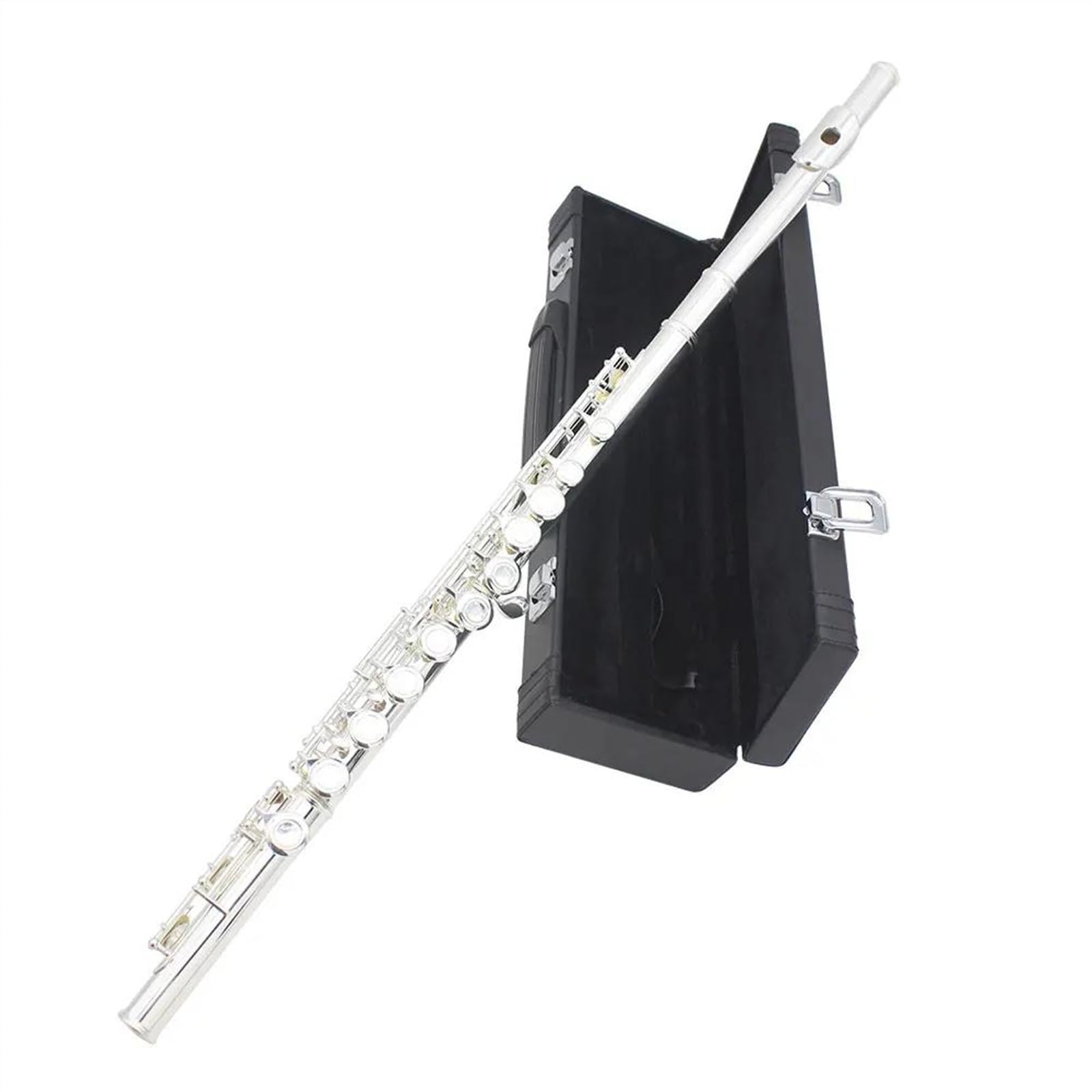 Flauto Traverso In Cupronichel A 16 Fori Chiusi Chiave C Con Guanti In Stoffa Flauto Traverso per Principiante (Color : Silver)