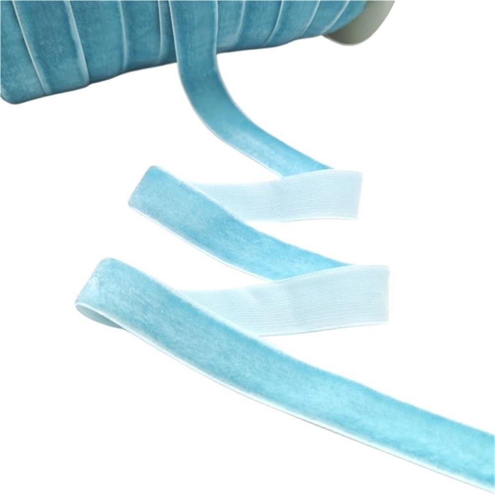 WEITINGKKK Ribbons for Gift Wrapping, Wedding Decor Ribbons 5 Yards Multicolor Velvet Ribbon 6-25mm Handmade Fringe Fabric(Sky Blue,6mm)