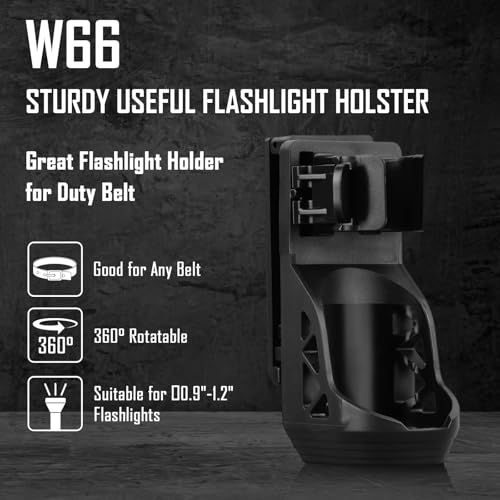 SQLJYU 360-Grad-Drehung Taschenlampen Holster für Gürtel, Taktische Taschenlampe Hülle mit Hebel-Seitenschlosssystem - Praktisches PVC Tasche für Taschenlampen mit 22-32 mm Durchmesser