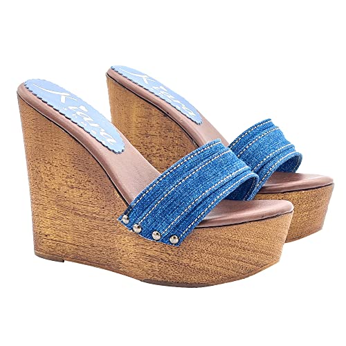 Kiara Shoes - Wedge Denim Woman Shoes with Comfortable Heel 13 - Made in Italy - KZ3101 Denim2