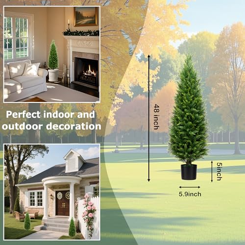 4FT Artificial Cedar Topiary Trees, Set of 2 - image 6