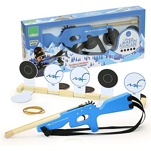 Vilac - Biathlon-Set – Gewehr Martin Fourcade – Werden Sie wie unser Olympiasieger und Weltmeister – Bungee-Gewehr – zur Verbesserung des Zieles – Spielzeug für Kinder – 10034