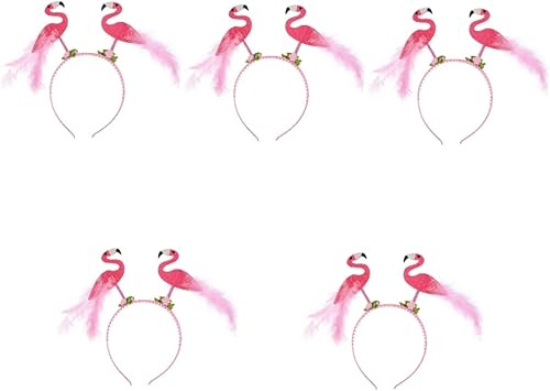 5 diademas de flamenco para el pelo de flamenco, diademas tropicales de flamenco rosa, suministros para fiesta, sombrero de flamenco, disfraz de