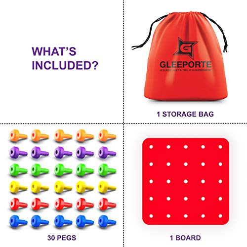 Stacking Peg Board Set Toy | 30 Pegs & Board + Free Storage Bag | STEM Color Learning Sorting Matching Game Montessori Occupational Therapy Fine Motor Skills Toddlers Preschool Boys Girls - Thumbnail 2