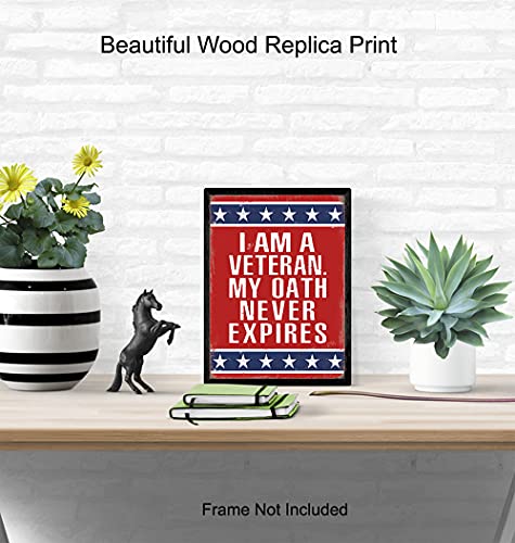 Patriotic American Flag Home Decor, Room Decoration - Usa Wall Art - Gift For Us Military Veteran, Soldier, Army, Marine, Air Force, Navy, Vet, Men, Women - Rustic Americana Poster Sign Plaque #TOP3