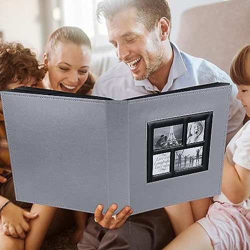 Image of Ywlake Photo Album 4x6 500 Pockets, Large Capacity Family Wedding Leather Picture Albums Holds 500 Horizontal and Vertical Photos Grey
