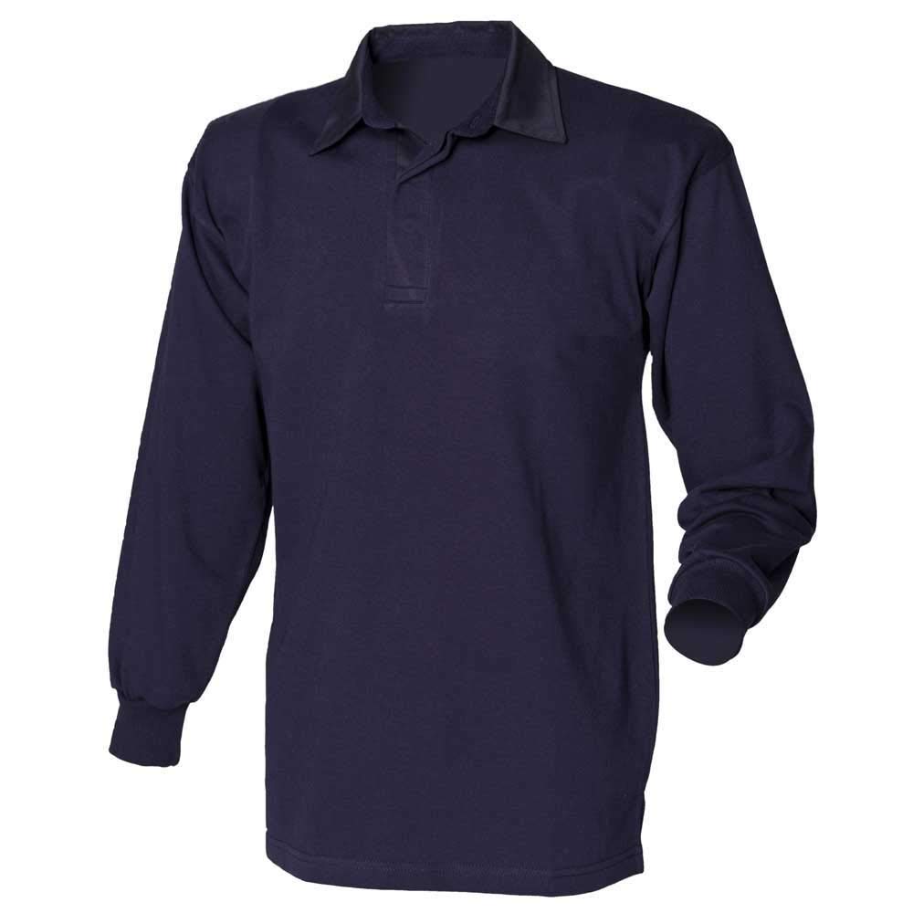 Front Row Men's Navy/Navy Long Sleeve Classic Cotton Rugby Shirt