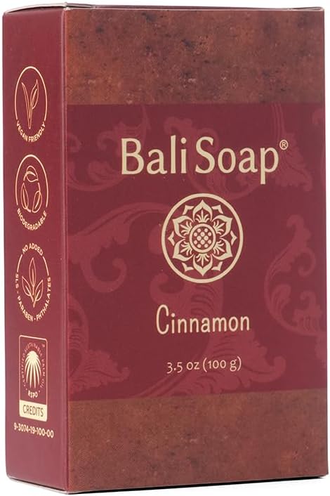 Bali Soap Barra de Sabonete Natural de Canela, Pacote com 6, 99 g cada