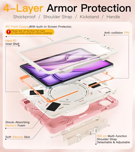 Protection iPad Air 11 M3 antichoc avec porte-crayon coque iPad Pro 11