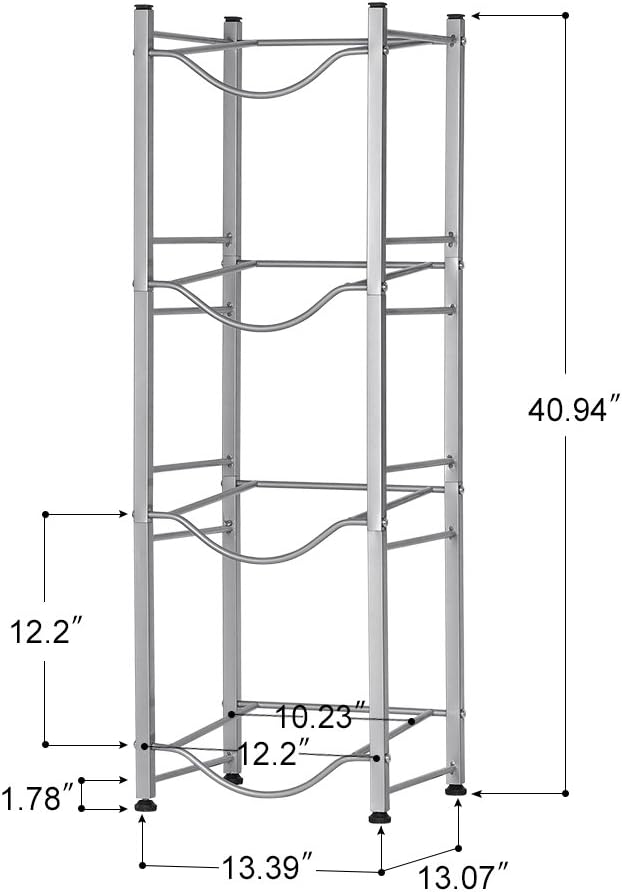 HAITRAL Water Gallon Jug Holder, 4 Tiers Heavy Duty Water Bottle Buddy Display Rack, Silver