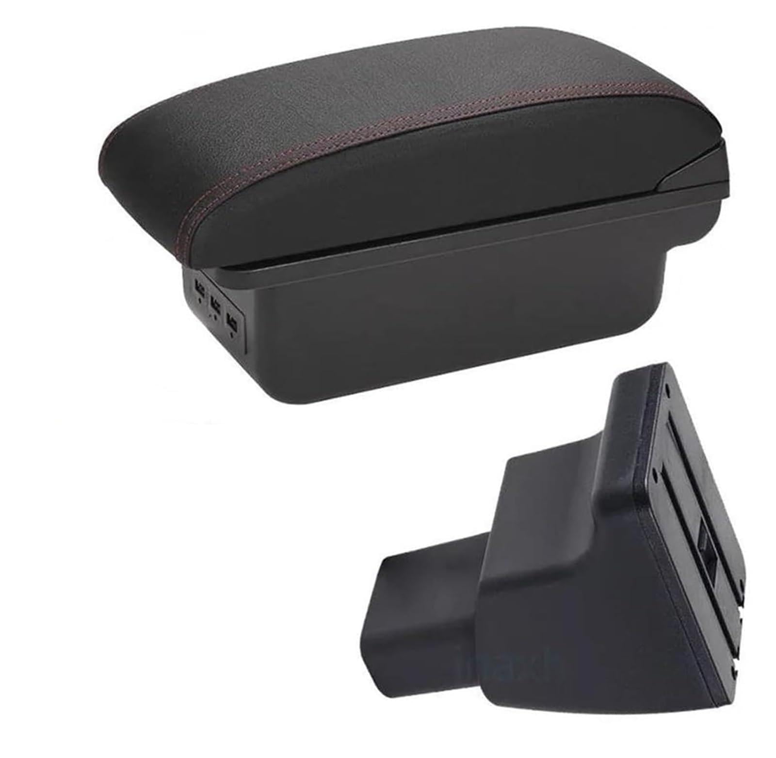 HCKCLMBMZW For Hyundai I10 Car Armrest Center Console Box Interior Parts Storage Accessories USB Car Armrest Center Console(B1 Black Red 3usb)