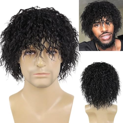 YNICKRKR Hair Wigs Synthetic Short Brown Wig for Men Afro