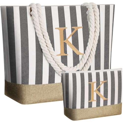 Image of GhvyenntteS Personalized Tote Bags for Women - Large Beach Bag & Makeup Bag, Birthday Gifts for Women Bridal Wife Mom Grandma Teacher Friend