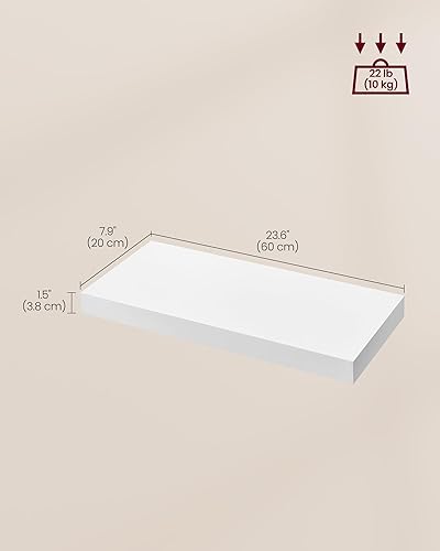 Miniatura 6 de VASAGLE ULWS057W01 - Juego de 3 estantes flotantes, para montaje en pared, 8 x 23.6 x 1.5 pulgadas, estantes de exhibición para marcos de fotos,