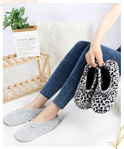 Image of Panda Bros 2 Pairs Women's Ballerina House Slippers, Anti-Skid Comfy Warm Ballet Style Slippers