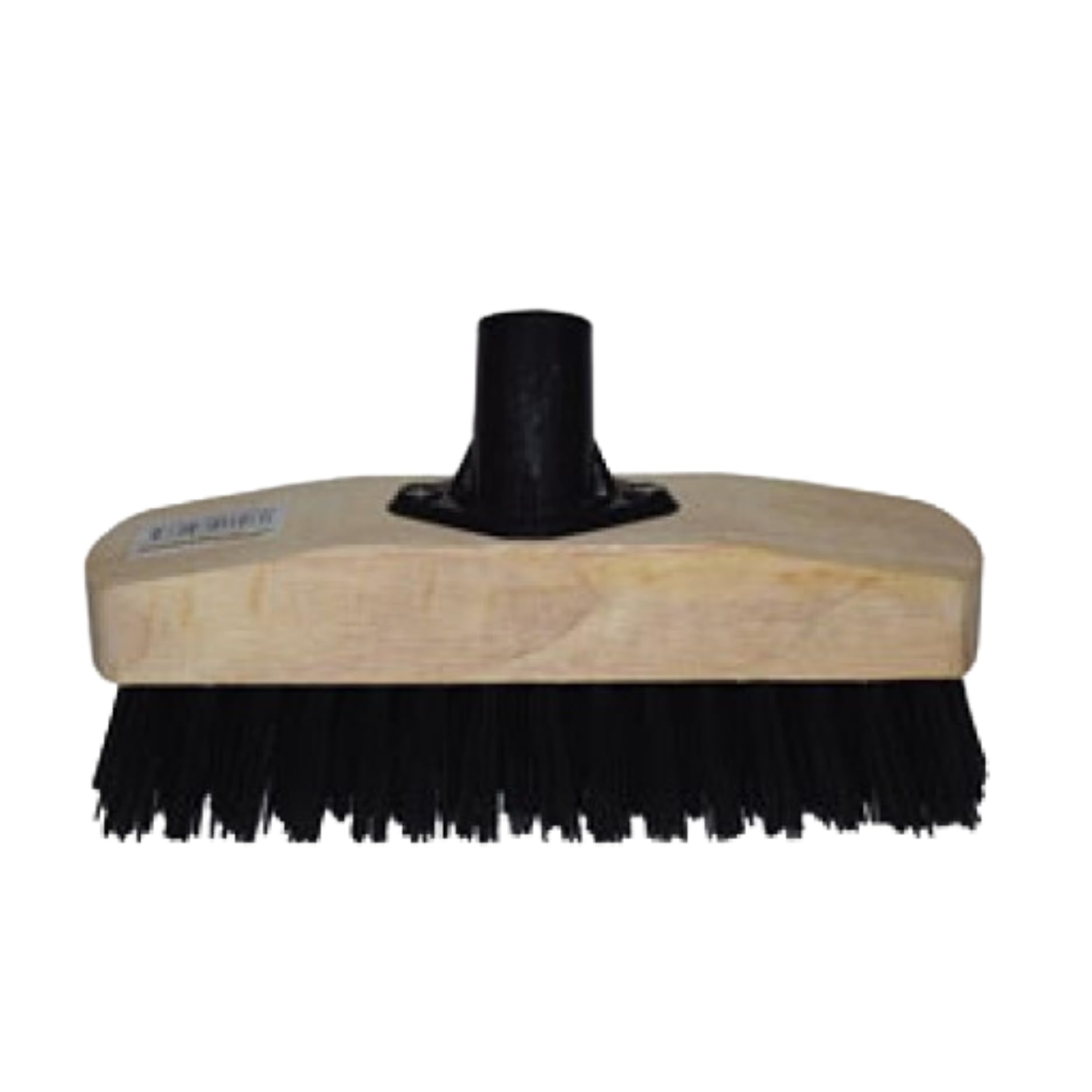 HOMESHOPA Stiff PVC Black Wooden Deck Scrub Head, Replacement Broom Head, Durable Stiff Bristles Indoor Outdoor Floor Sweeping Brush, Fitted Fixing Bracket Connector