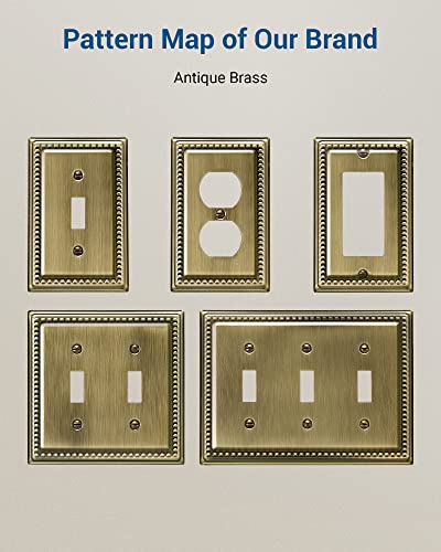 Dewenwils Metal Light Switch Cover, Tripple Toggle Switch Wall Plates, Antique Brass For Home Decor #TOP6