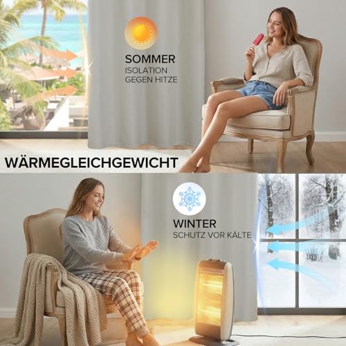 Runyéla 100% Blickdicht Vorhang Leinenoptik mit Ösen Verdunklungsvorhänge – Ansicht 4